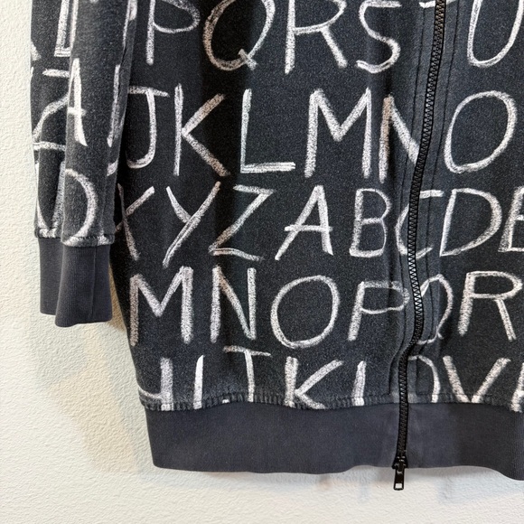 Love Moschino Zip Up Hoodie Gray Alphabet Chalkboard Print Size 42 (US 6) - Picture 3 of 13